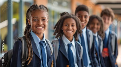 Students in new school uniforms brimming with excitement and anticipation for the academic year ahead