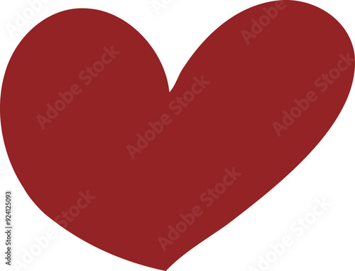 Single Red Heart, love, romance or valentine's day red heart. Heart vector icons. Artistic red heart love symbols isolated editable vector.	
