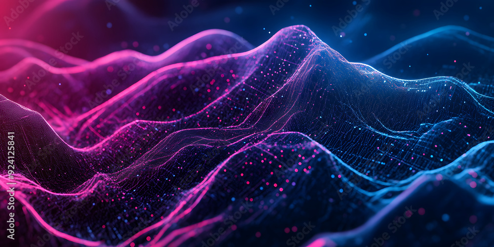abstract wavy background of many lines and dots with a blue-violet gradient. waves. neon colors abstract wavy background of many lines and dots with a blue-violet gradient. waves. neon colors