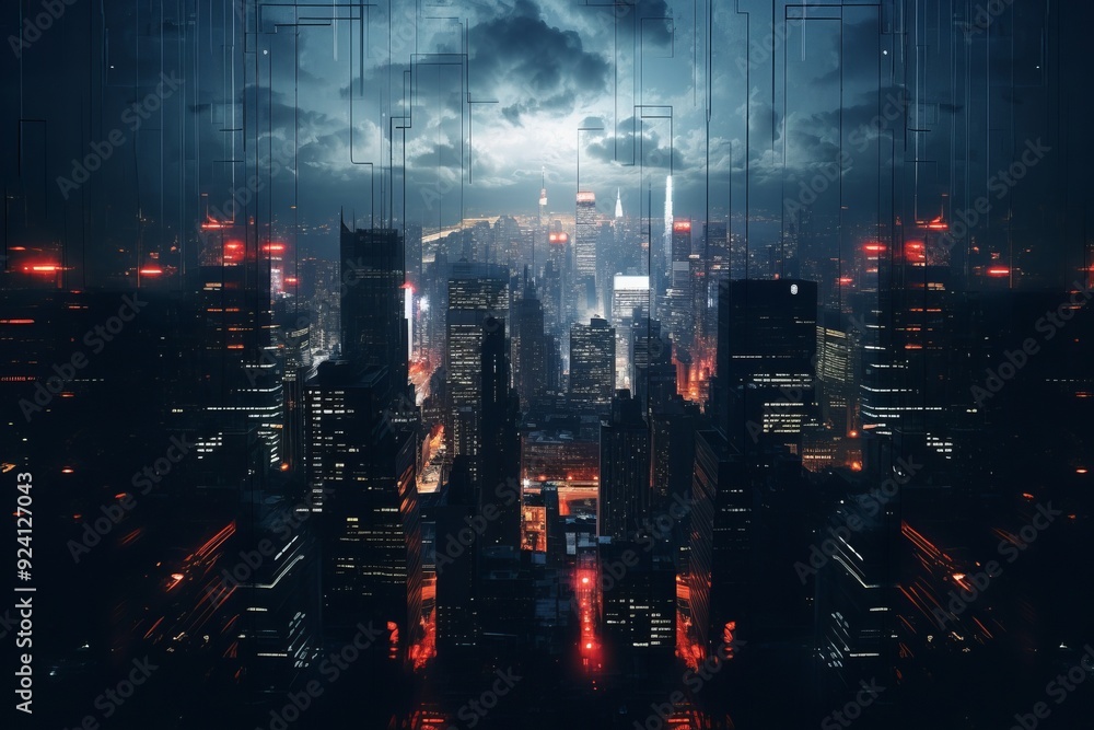 Fototapeta premium Urban Dreamscape Photorealism in a Sci-Fi Metropolis