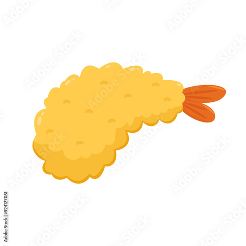 Tempura fried shrimp vector isolated illustration. Tempura fried shrimp on white background.