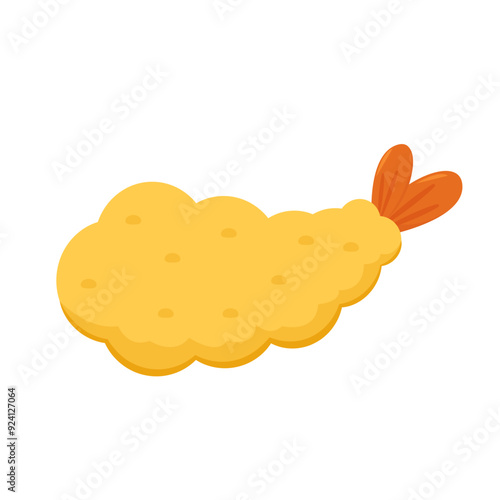 Tempura fried shrimp vector isolated illustration. Tempura fried shrimp on white background.