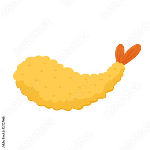 Tempura fried shrimp vector isolated illustration. Tempura fried shrimp on white background.