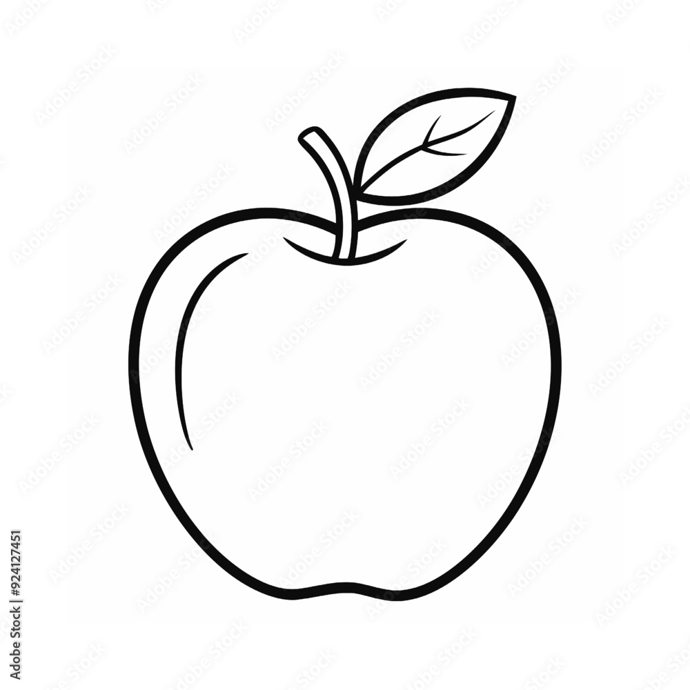 An apple Fruit Coloring book Page. Cartoon Apple with Leaves. Fun Apple Coloring Book for Kids An apple Fruit Coloring book Page. Cartoon Apple with Leaves. Fun Apple Coloring Book for Kids