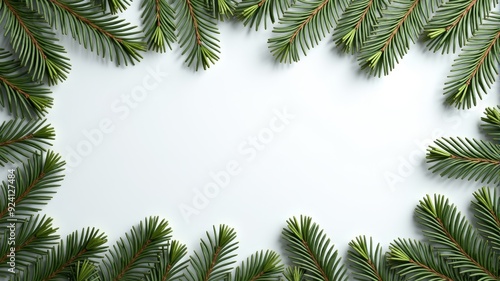 Wallpaper Mural Festive Evergreen Branches Frame on White Background - Perfect for Holiday Cards and Seasonal Decorations Torontodigital.ca