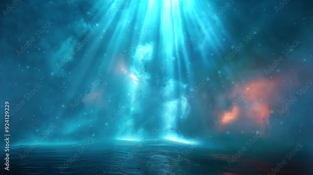 Rays of light underwater with particles Rays of light underwater with particles