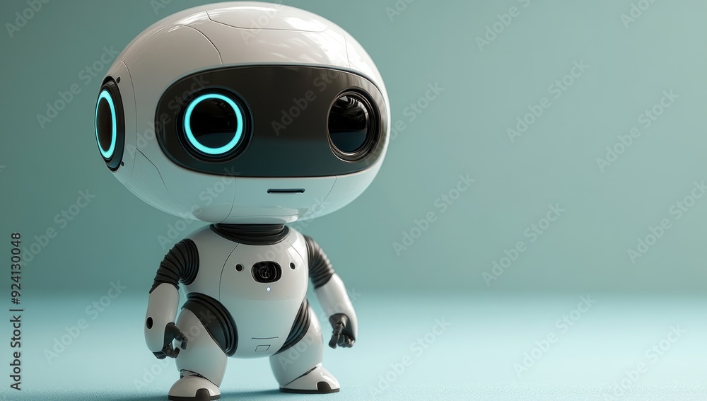 Cute Robot in Minimalist Background Cute Robot in Minimalist Background