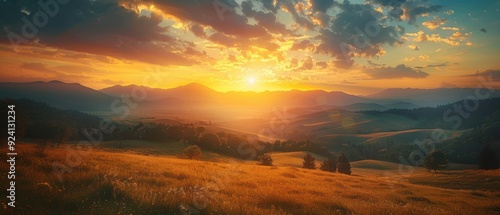 Serene Morning Sky with Golden Sunrise Illuminating Landscape