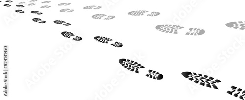 footprint shoe sole tracking path on transparent background, shoe footprint path vector