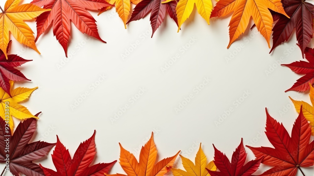 Fototapeta premium Beautiful Autumn Leaves Border Illustration for Seasonal and Thanksgiving Designs