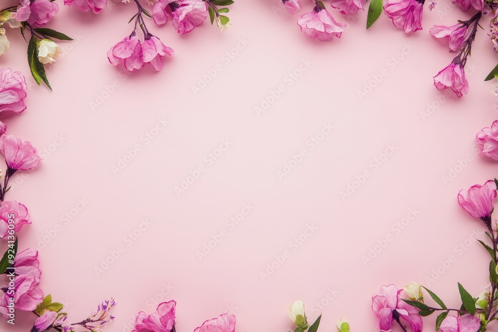 Elegant floral border with vibrant flowers lush greenery on light background. Ideal for decorative designs wedding invitations or romantic designs valentines day, mother's day, women's day Elegant floral border with vibrant flowers lush greenery on light background. Ideal for decorative designs wedding invitations or romantic designs valentines day, mother's day, women's day