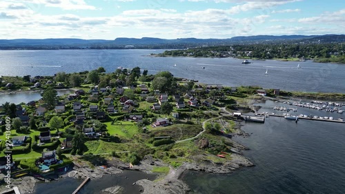 Nakholmen island in Oslofjorden on a sunny summer day with Bygdøy in the background