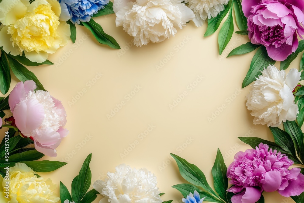 Elegant floral border with vibrant flowers lush greenery on light background. Ideal for decorative designs wedding invitations or romantic designs valentines day, mother's day, women's day Elegant floral border with vibrant flowers lush greenery on light background. Ideal for decorative designs wedding invitations or romantic designs valentines day, mother's day, women's day