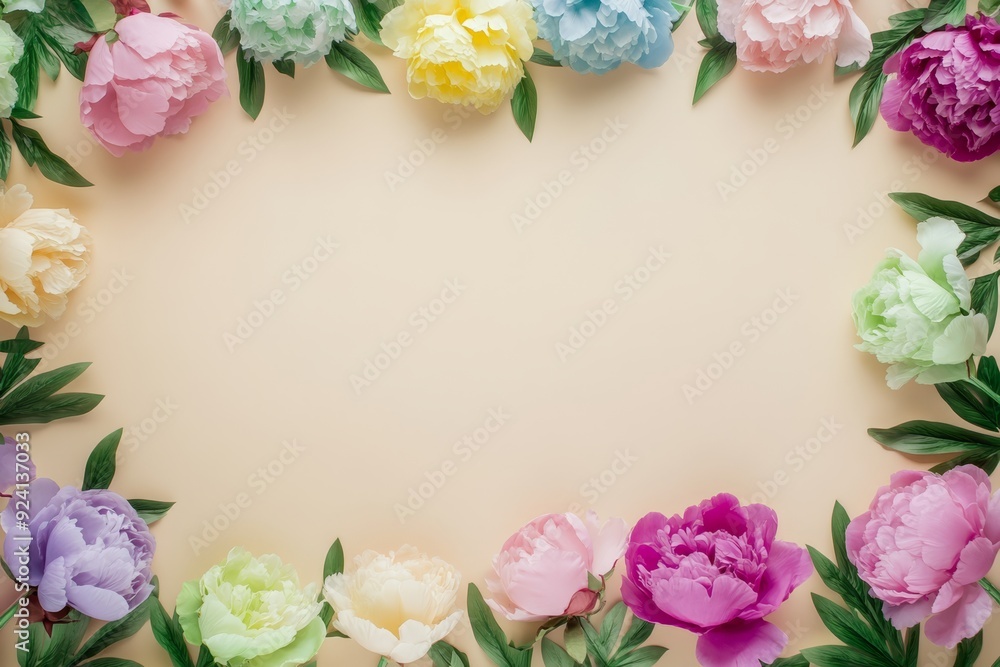 Elegant floral border with vibrant flowers lush greenery on light background. Ideal for decorative designs wedding invitations or romantic designs valentines day, mother's day, women's day Elegant floral border with vibrant flowers lush greenery on light background. Ideal for decorative designs wedding invitations or romantic designs valentines day, mother's day, women's day