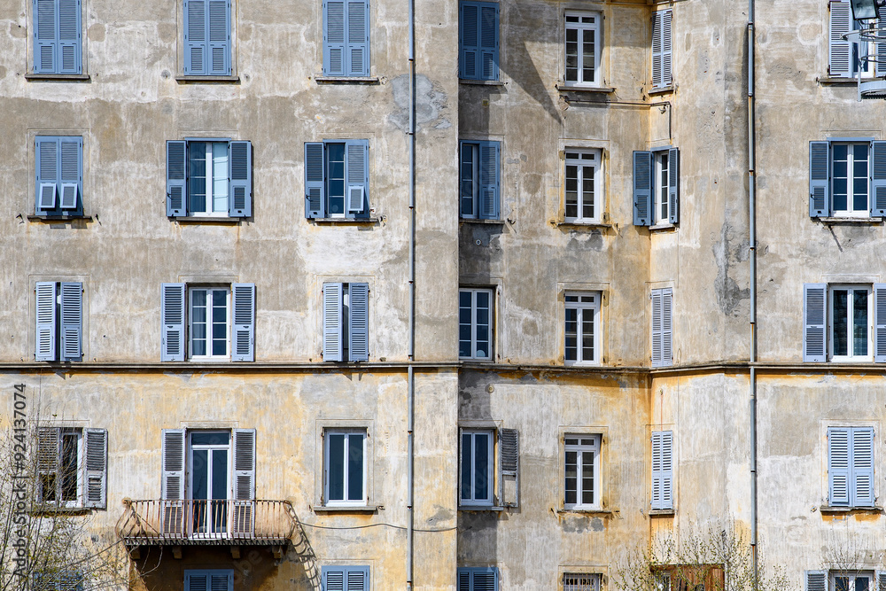 Old style windows. House in Bastia, Corsica, France Old style windows. House in Bastia, Corsica, France