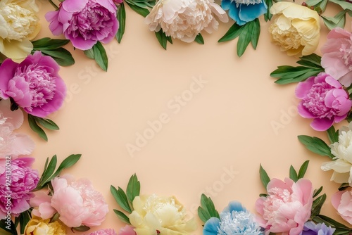 Wallpaper Mural Elegant floral border with vibrant flowers lush greenery on light background. Ideal for decorative designs wedding invitations or romantic designs valentines day, mother's day, women's day Torontodigital.ca