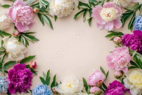 Wallpaper Mural Elegant floral border with vibrant flowers lush greenery on light background. Ideal for decorative designs wedding invitations or romantic designs valentines day, mother's day, women's day Torontodigital.ca
