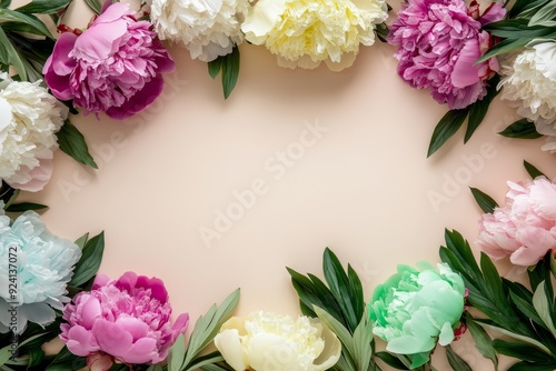 Wallpaper Mural Elegant floral border with vibrant flowers lush greenery on light background. Ideal for decorative designs wedding invitations or romantic designs valentines day, mother's day, women's day Torontodigital.ca
