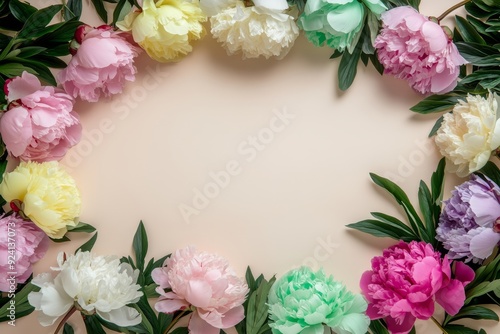 Wallpaper Mural Elegant floral border with vibrant flowers lush greenery on light background. Ideal for decorative designs wedding invitations or romantic designs valentines day, mother's day, women's day Torontodigital.ca
