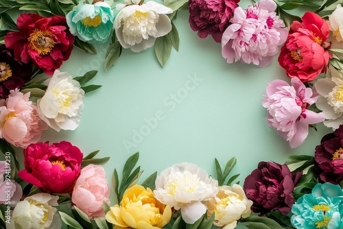 Wallpaper Mural Elegant floral border with vibrant flowers lush greenery on light background. Ideal for decorative designs wedding invitations or romantic designs valentines day, mother's day, women's day Torontodigital.ca