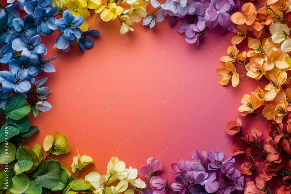 Elegant floral border with vibrant flowers lush greenery on light background. Ideal for decorative designs wedding invitations or romantic designs valentines day, mother's day, women's day Elegant floral border with vibrant flowers lush greenery on light background. Ideal for decorative designs wedding invitations or romantic designs valentines day, mother's day, women's day