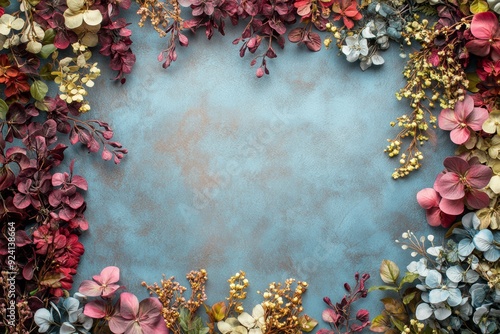 Elegant floral border with vibrant flowers lush greenery on light background. Ideal for decorative designs wedding invitations or romantic designs valentines day, mother's day, women's day