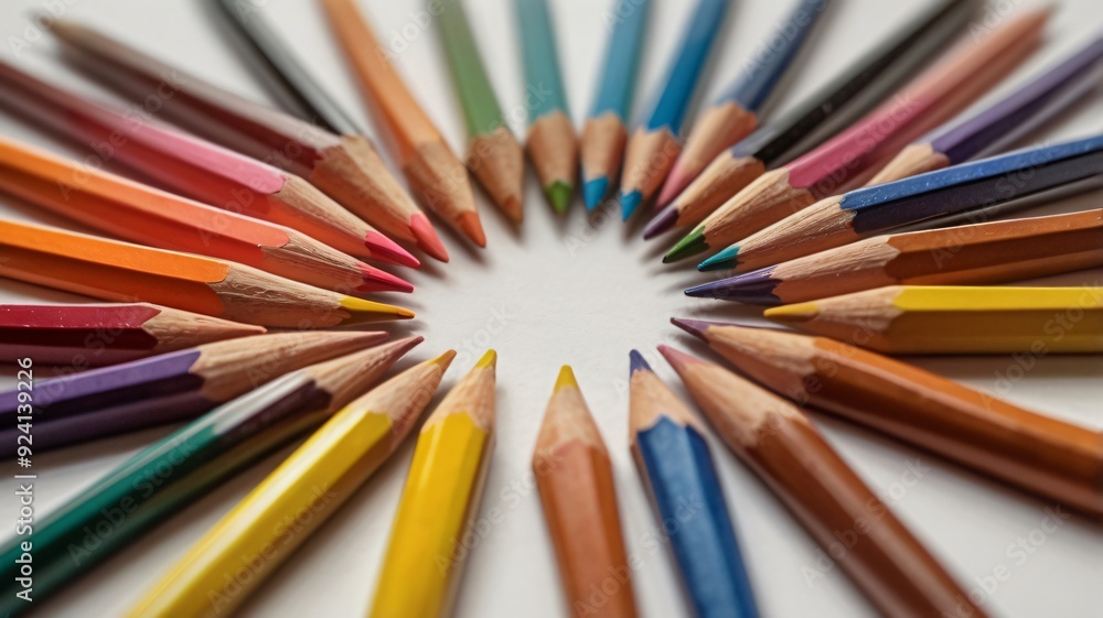 Fototapeta premium color pencils on white background , AI Generated.