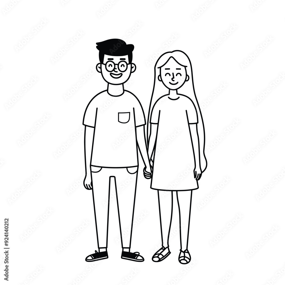 Simple line drawing of a couple holding hands, minimalistic style.
Simple line drawing of a couple holding hands, minimalistic style.