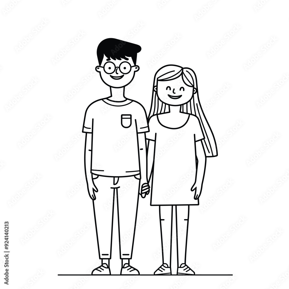 Simple line drawing of a couple holding hands, minimalistic style.
Simple line drawing of a couple holding hands, minimalistic style.