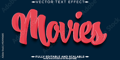 Movies editable text effect, editable film and cinema text style