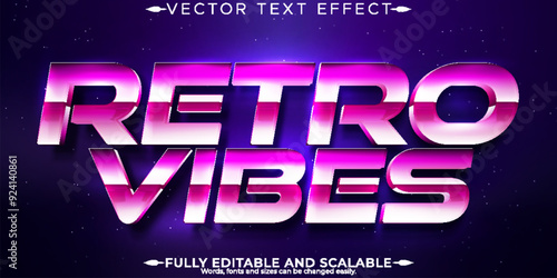 Vintage 80s text effect, editable retro future and cyber space text style
