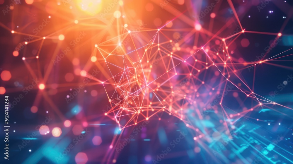 Obraz premium Abstract Digital Network with Interconnected Nodes