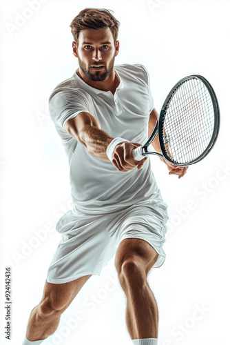 Dynamic Tennis Player in Action During Competitive Match at Daytime