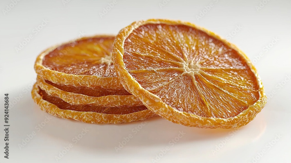 A white table holds a glass of orange juice and a stack of orange slices beside it A white table holds a glass of orange juice and a stack of orange slices beside it