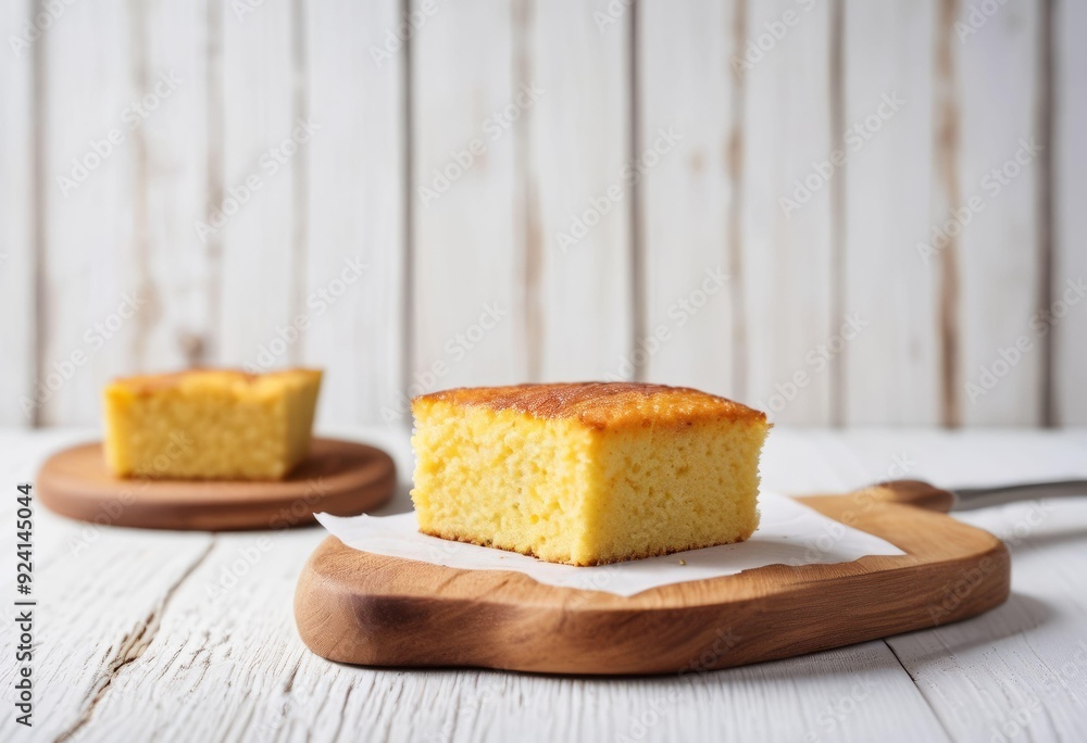 Slices of Golden-Brown Cornbread on Wooden Cutting Boards Slices of Golden-Brown Cornbread on Wooden Cutting Boards
