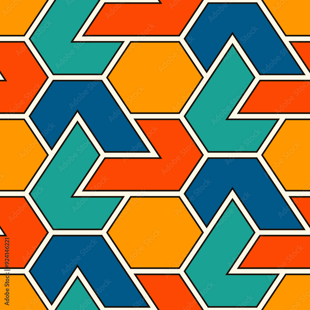 Contemporary geometric pattern. Puzzle ornament. Repeated interlocking figures. Modern mosaic background. Seamless surface abstract design. Geo wallpaper. Digital paper, textile print. Vector art Contemporary geometric pattern. Puzzle ornament. Repeated interlocking figures. Modern mosaic background. Seamless surface abstract design. Geo wallpaper. Digital paper, textile print. Vector art