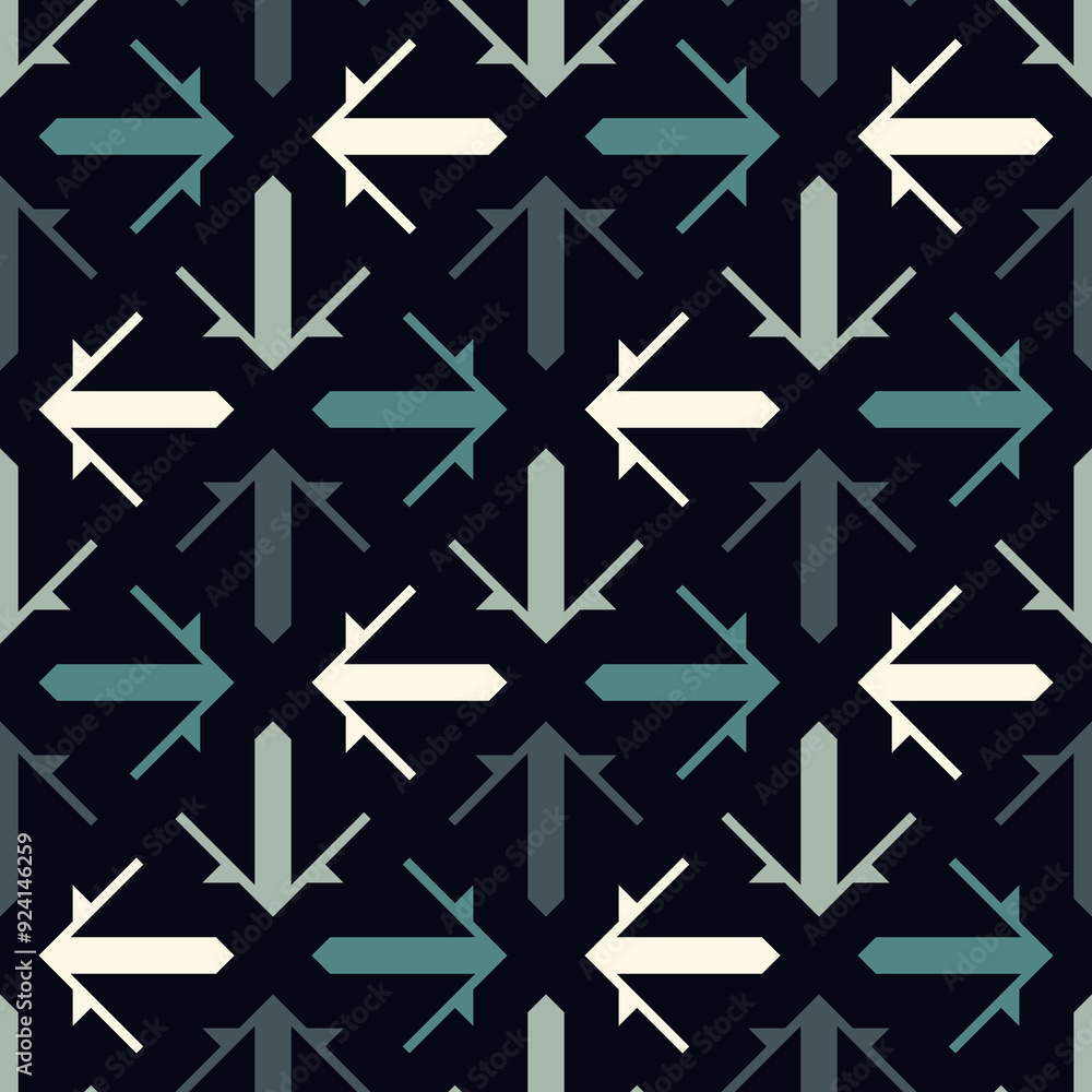 Seamless ethnic ornament. Tribal wallpaper. Arrows image. Folk pattern. Geeometric backdrop. Mosaics motif. Grid background. Digital paper. Textile print. Ethnical vector