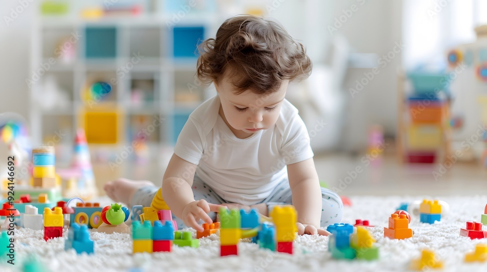 little child playing with blocks little child playing with blocks