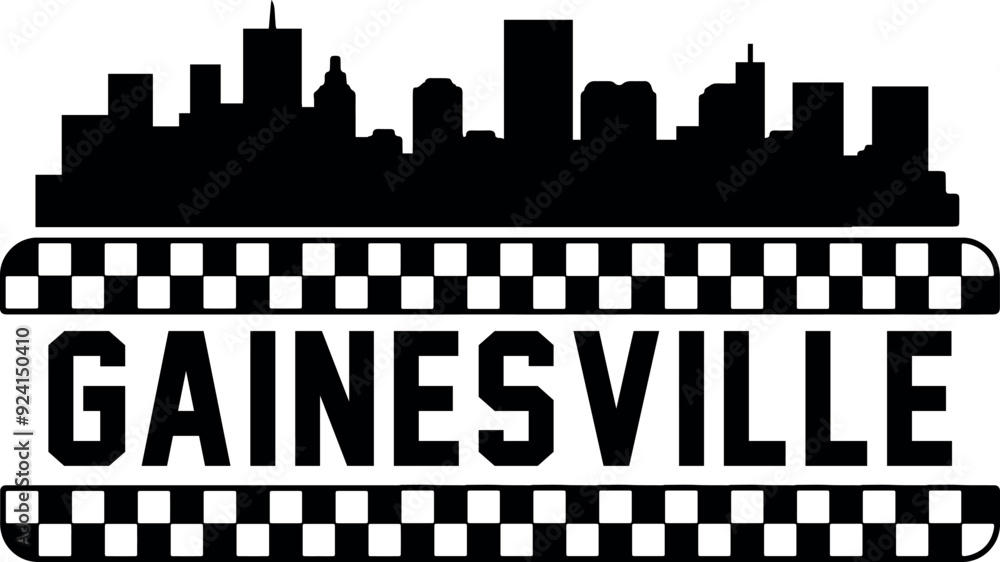 Fototapeta premium Gainesville Florida Skyline Silhouette Vector 