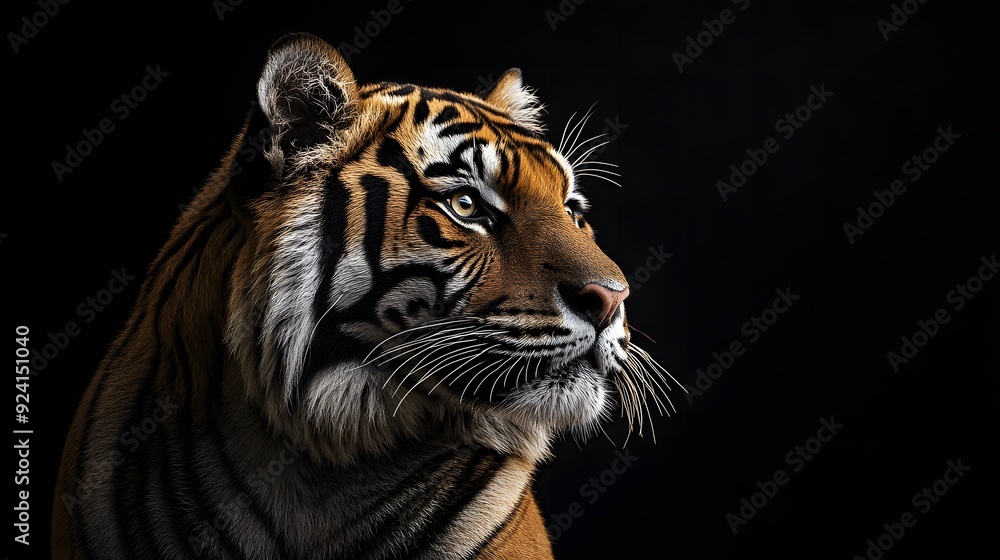 Fototapeta premium 黒い背景とトラ