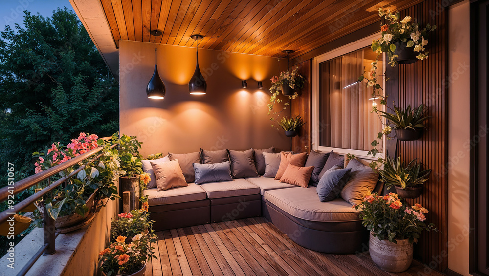 Evening Serenity on a Lush Balcony Evening Serenity on a Lush Balcony