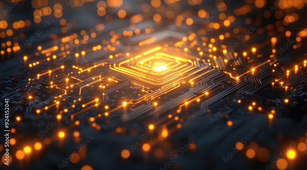 Circuit Board with Glowing Lights