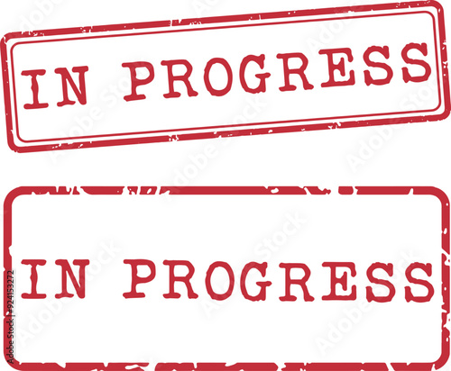 In Progress Rubber Stamp Vector Set