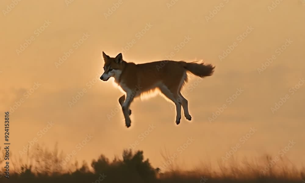 Coyote hunting and pouncing in field Coyote hunting and pouncing in field