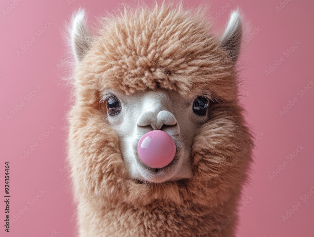 Cute Alpaca Chewing Bubble Gum Cute Alpaca Chewing Bubble Gum