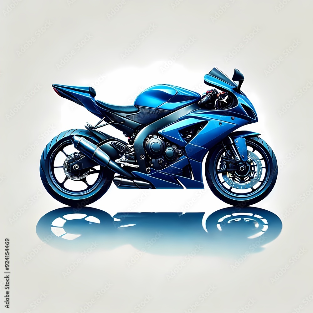 Turquoise Blue Motorcycle Profile Design Concept Illustration on a White Background Turquoise Blue Motorcycle Profile Design Concept Illustration on a White Background