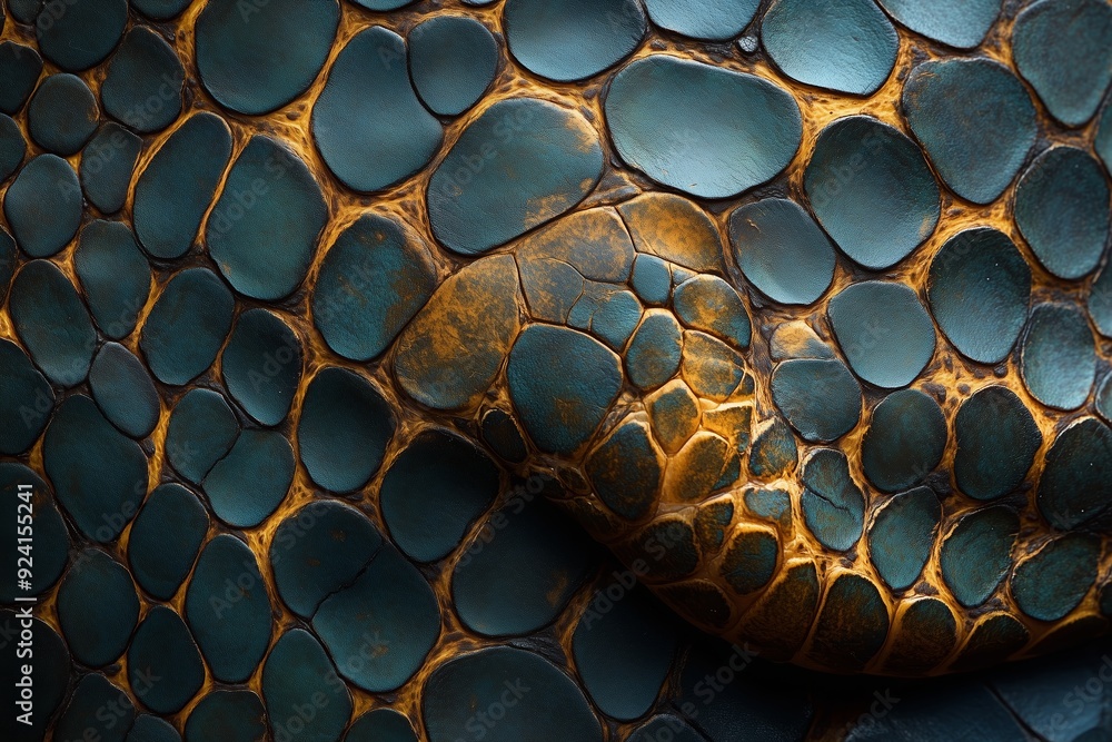 Detailed close-up of textured reptile skin with intricate patterns, highlighting colors and shapes during daylight Detailed close-up of textured reptile skin with intricate patterns, highlighting colors and shapes during daylight