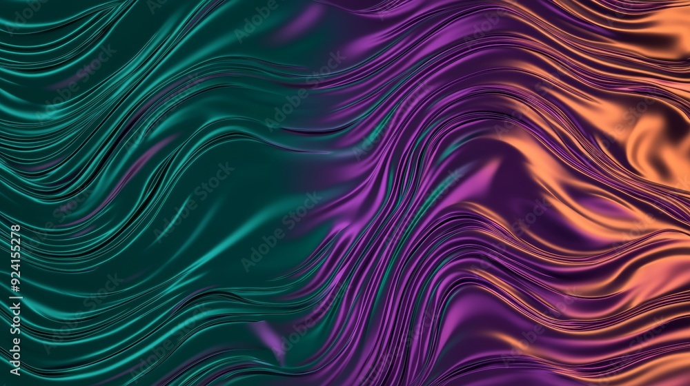 Abstract background with teal and purple fabric forming a beautiful wavy pattern. Perfect for any project that requires an elegant and modern look Abstract background with teal and purple fabric forming a beautiful wavy pattern. Perfect for any project that requires an elegant and modern look