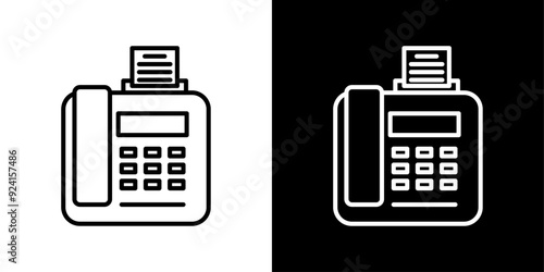 Fax machine thin line vector icon set. photo