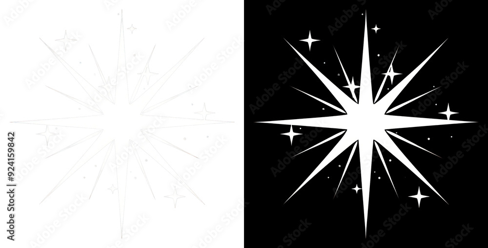 Obraz premium PNG Vintage starburst design elements